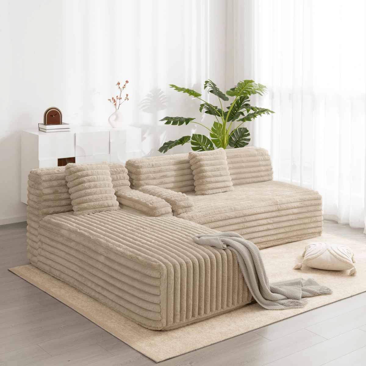 110" Cloud Sofa – Free - Combination, Light Coffee - 