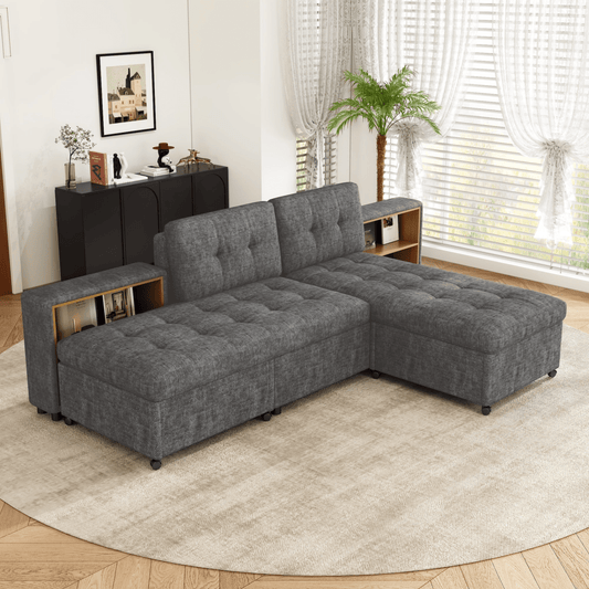 121" Modular Sofa Bed with Storage – Dark Gray - 