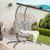 2 - Person Outdoor Hanging Egg Chair with Cushions – Light Gray - Hanging Chair