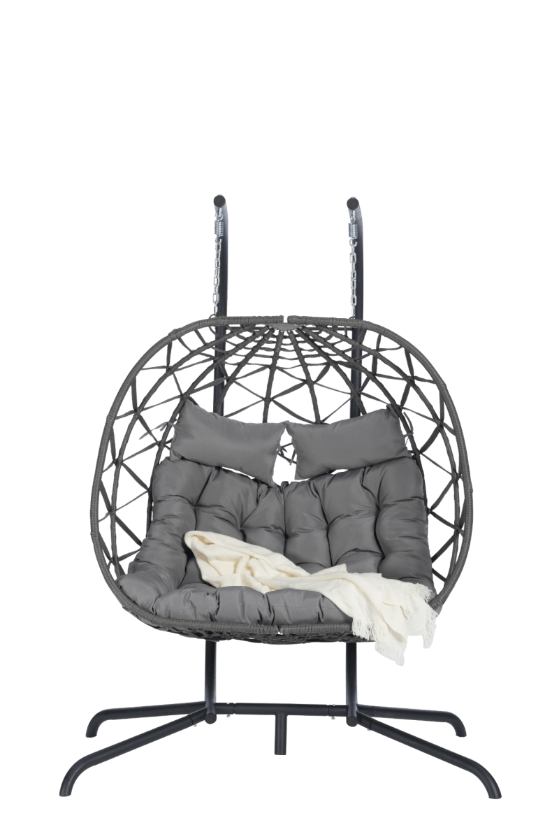 2 Person Outdoor Rattan Hanging Chair Patio Wicker Egg Chair - Hanging Chair