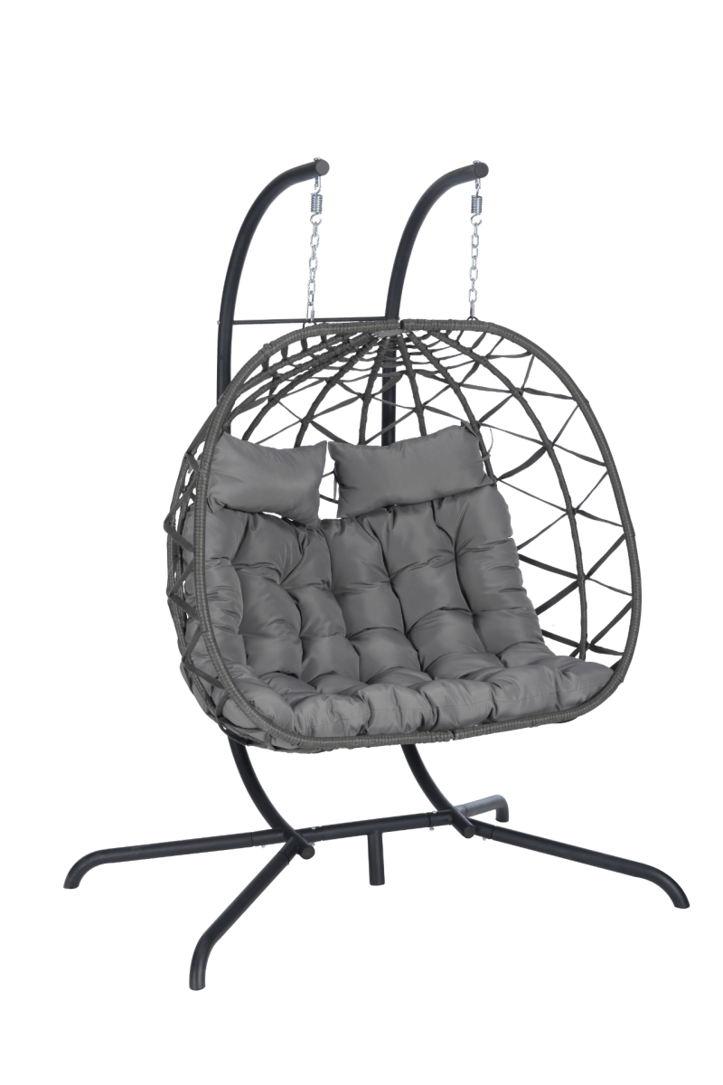 2 Person Outdoor Rattan Hanging Chair Patio Wicker Egg Chair - Hanging Chair
