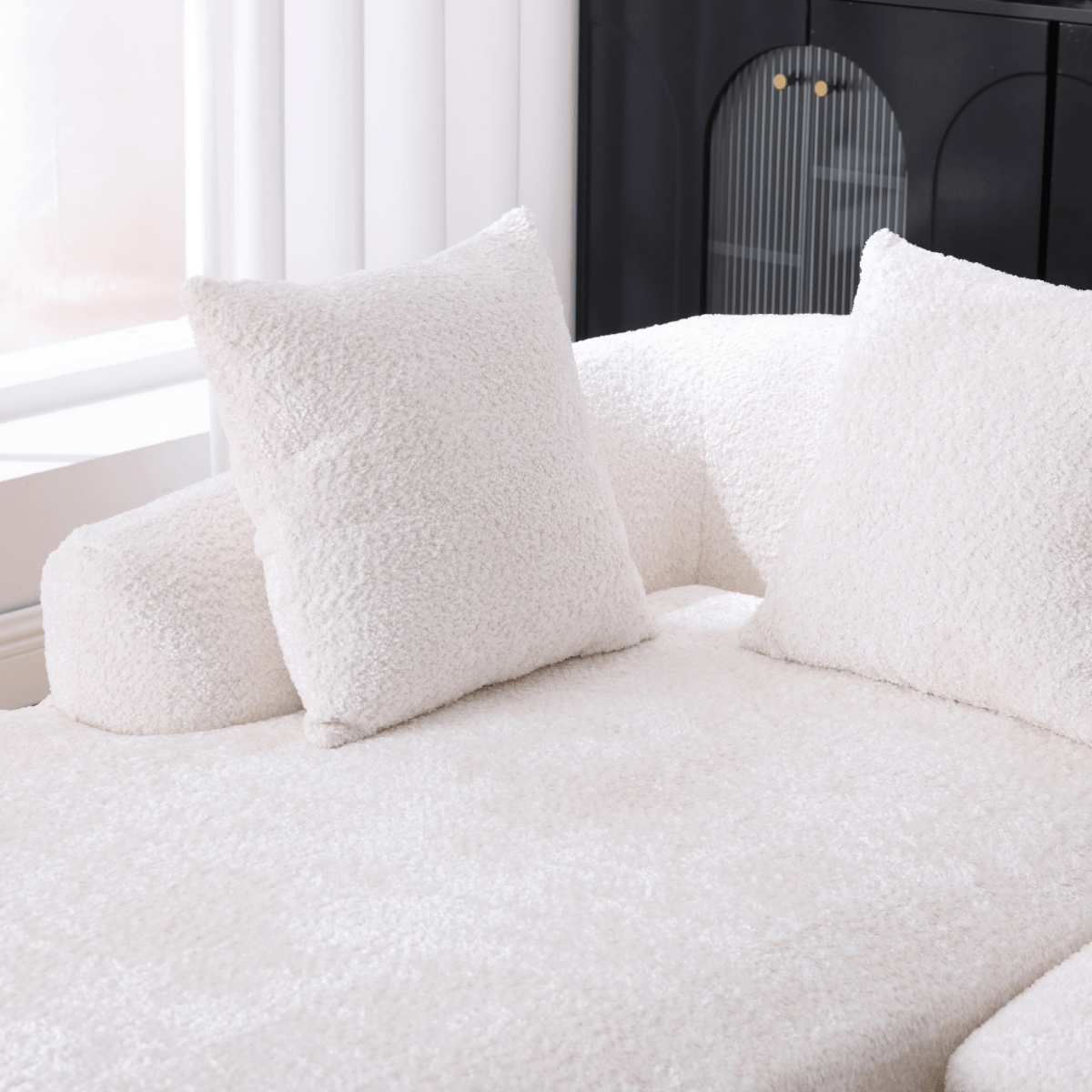 3 - Seater Boucle L - Shaped Sofa with Chaise – Beige - 