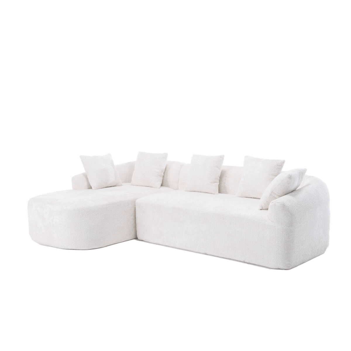 3 - Seater Boucle L - Shaped Sofa with Chaise – Beige - 