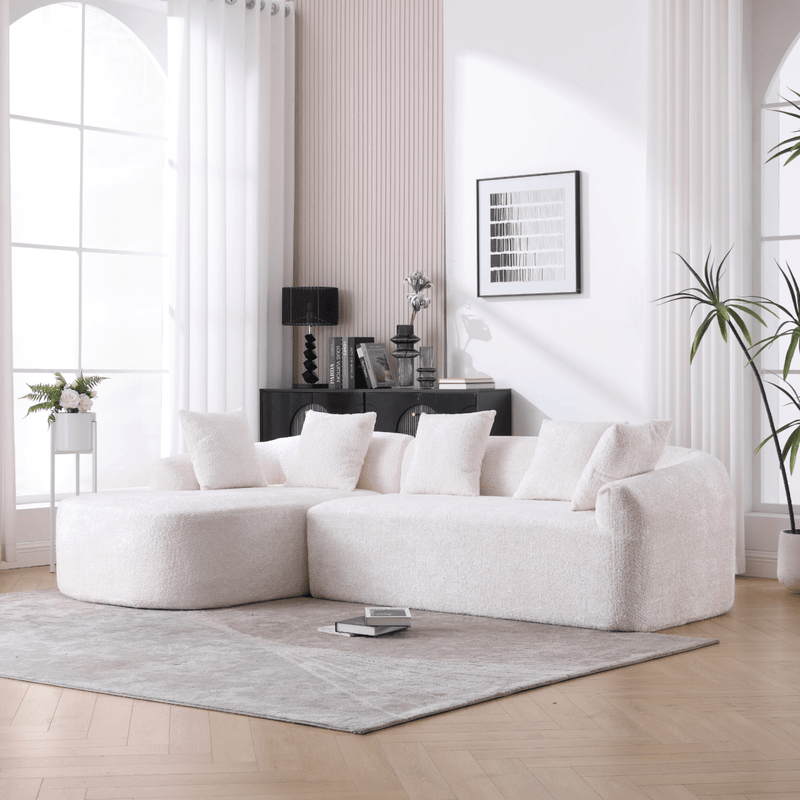 3-Seater Boucle L-Shaped Sofa with Chaise – Beige