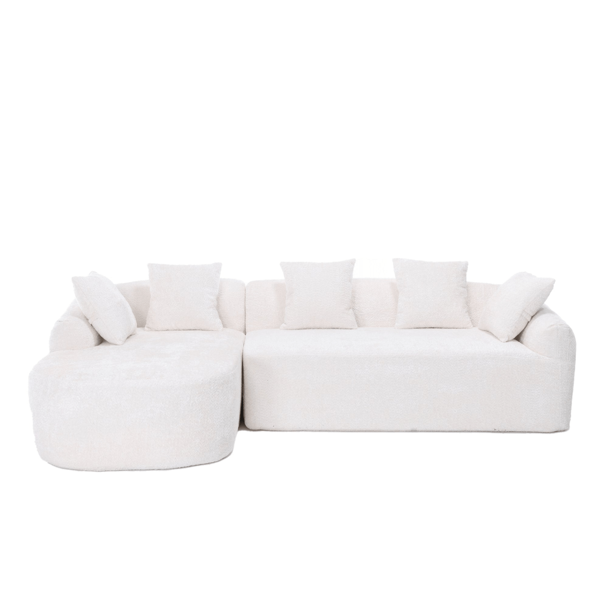 3 - Seater Boucle L - Shaped Sofa with Chaise – Beige - 