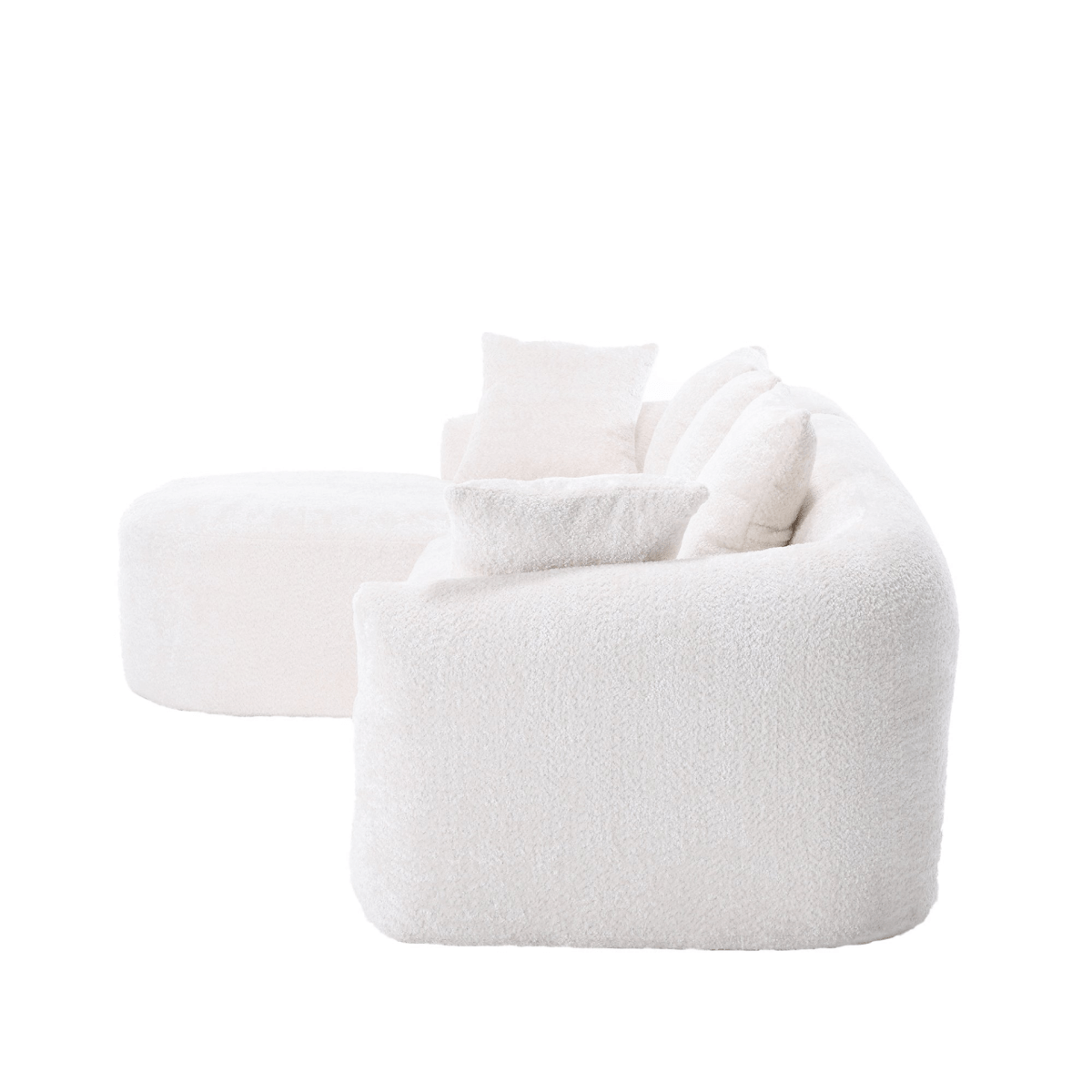 3 - Seater Boucle L - Shaped Sofa with Chaise – Beige - 