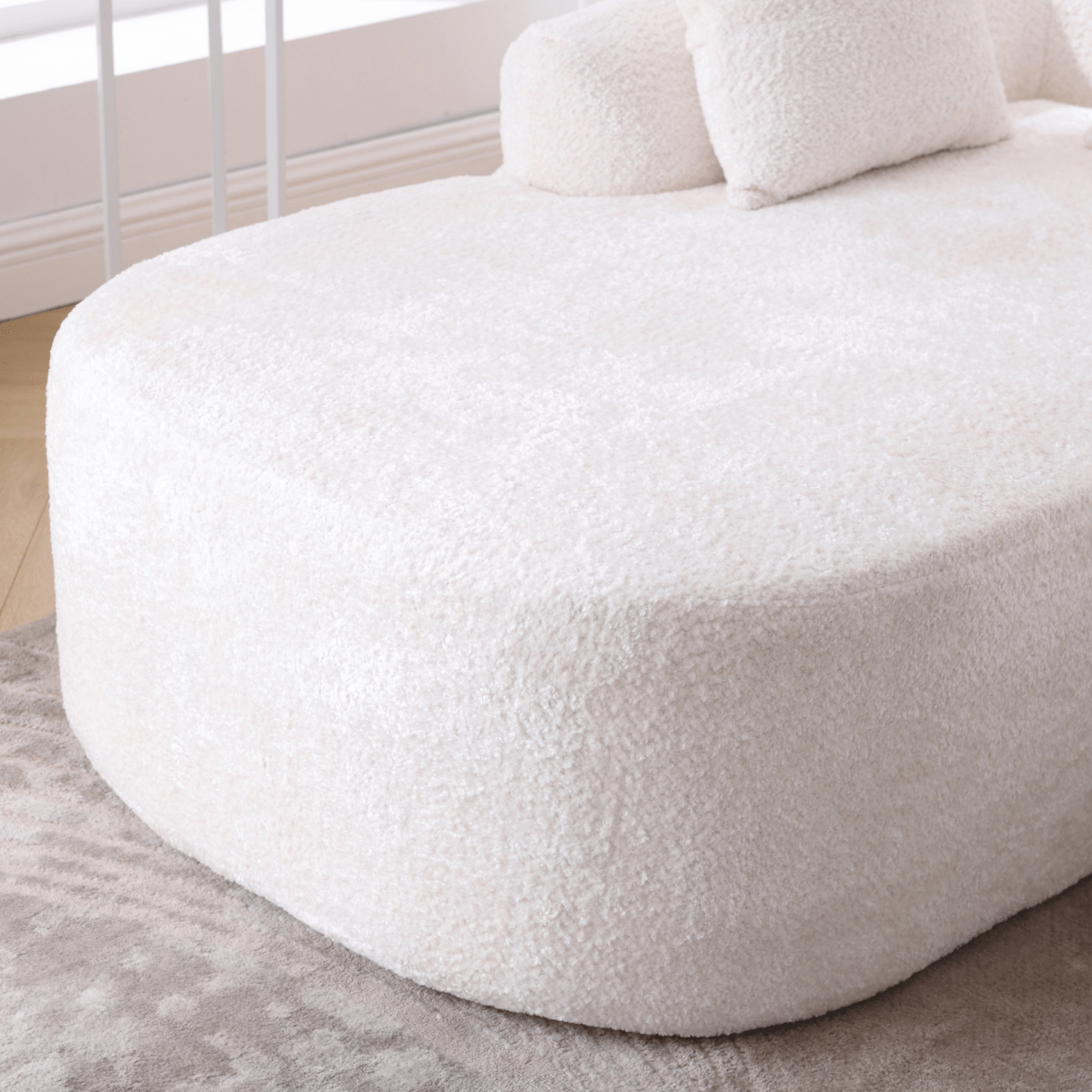3 - Seater Boucle L - Shaped Sofa with Chaise – Beige - 