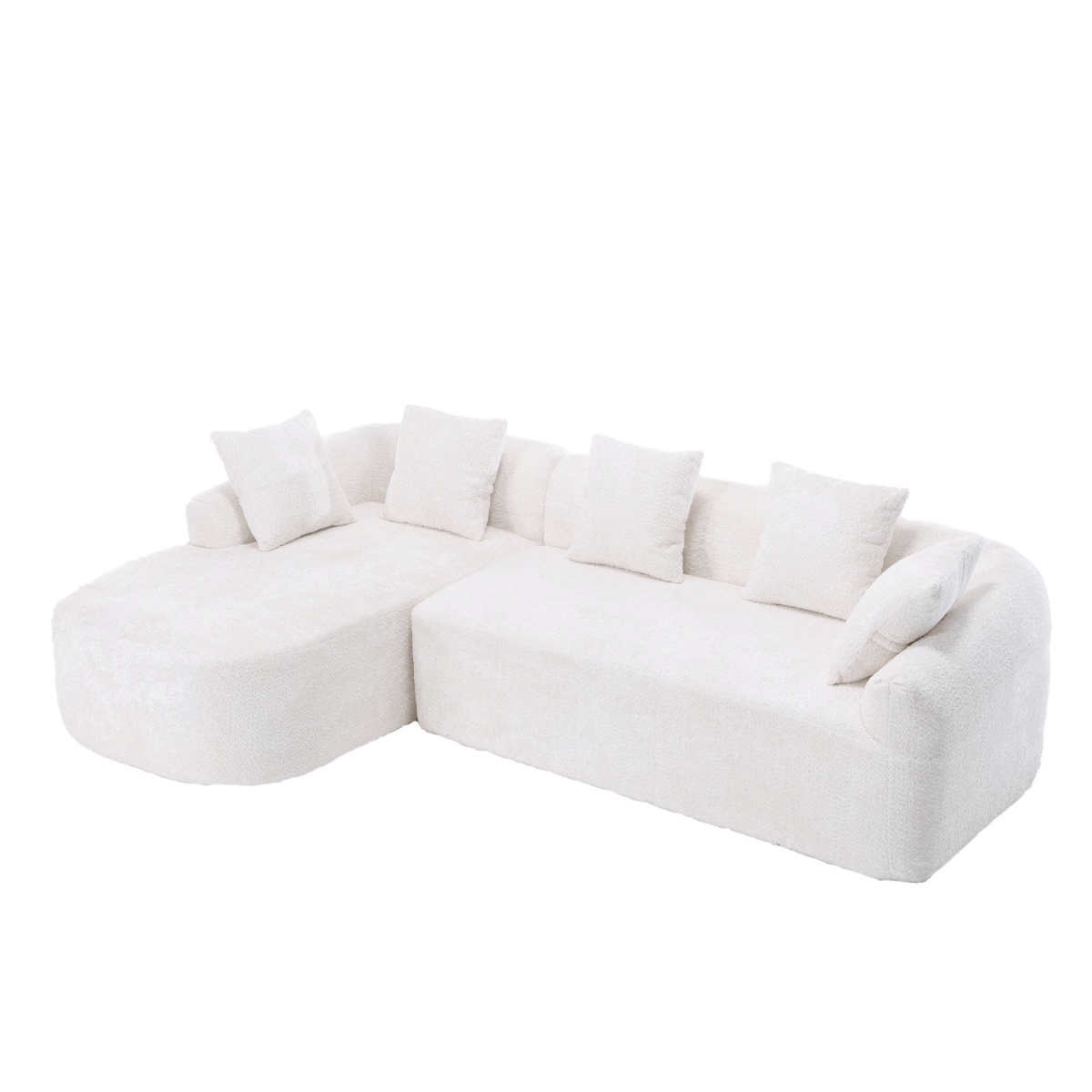 3 - Seater Boucle L - Shaped Sofa with Chaise – Beige - 