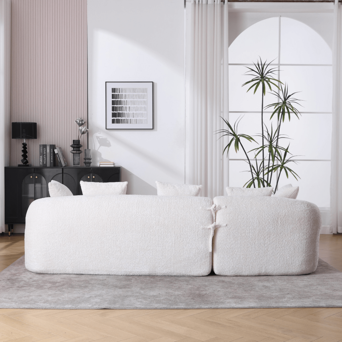 3 - Seater Boucle L - Shaped Sofa with Chaise – Beige - 