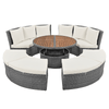 5 - Piece Outdoor Rattan Sectional Sofa Set with Liftable Round Table & Washable Cushions – Beige - AnelityOutdoor Sectional Sofa SetSP100022AAA - 36061506