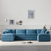6 - Seater Modular Sofa with Ottomans – Blue Chenille - Sofa