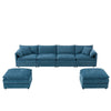 6 - Seater Modular Sofa with Ottomans – Blue Chenille - Sofa