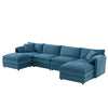 6 - Seater Modular Sofa with Ottomans – Blue Chenille - Sofa