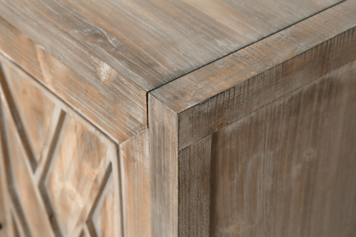 60" Farmhouse Sideboard – Antique Brown, 4 Doors - 