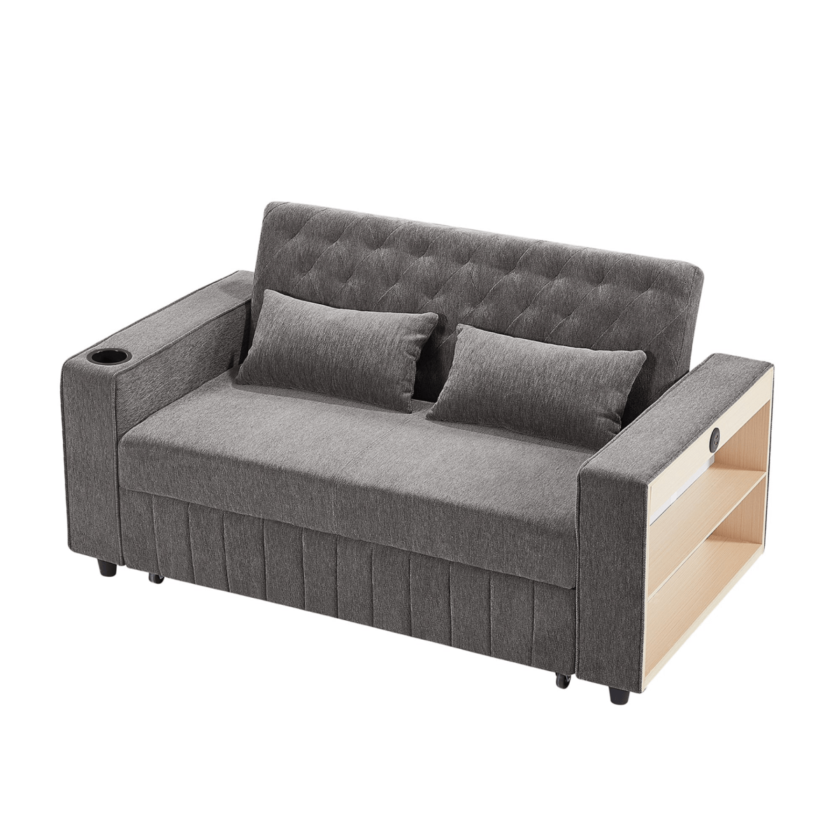 61" Grey Pull - Out Loveseat Sofa Bed - 