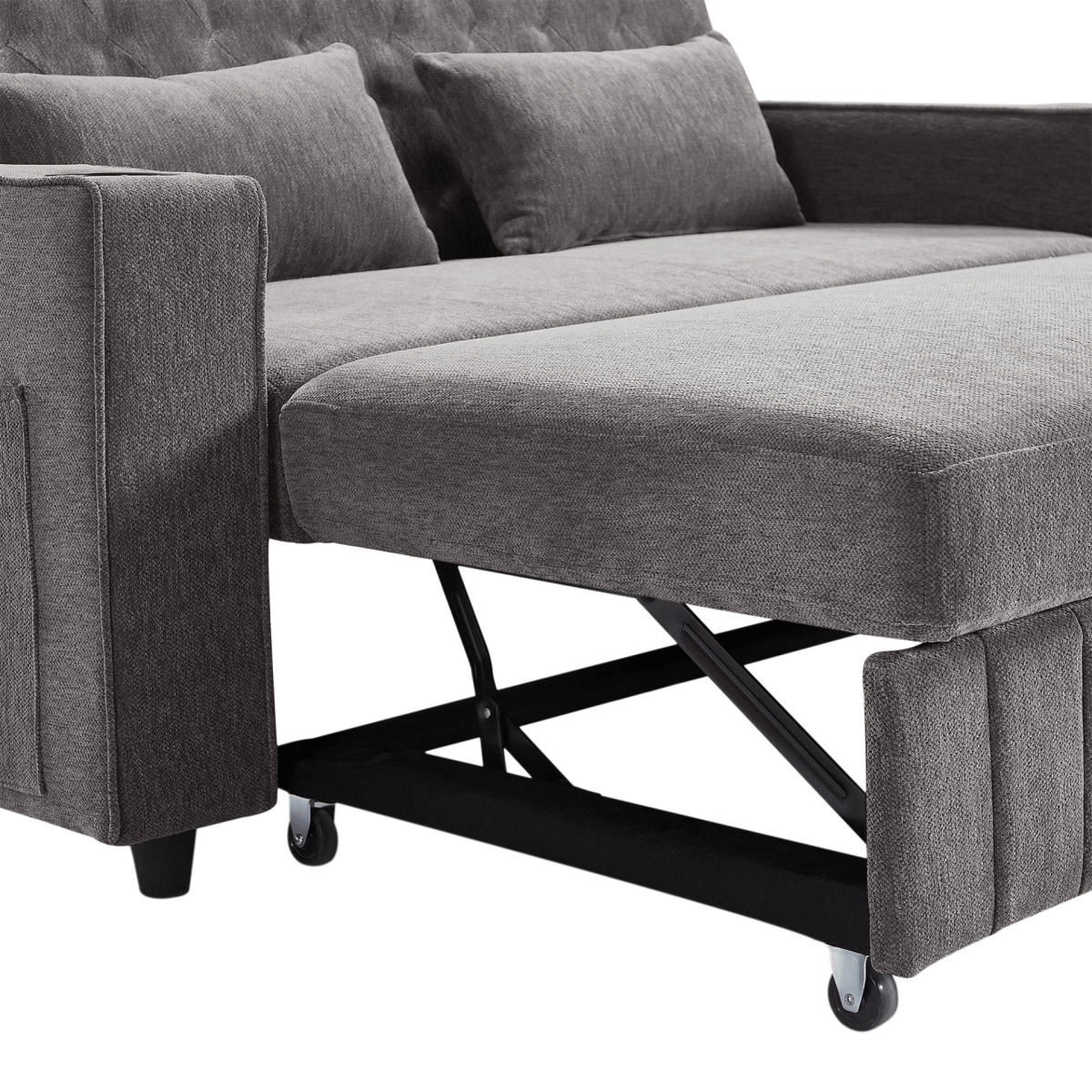 61" Grey Pull - Out Loveseat Sofa Bed - 