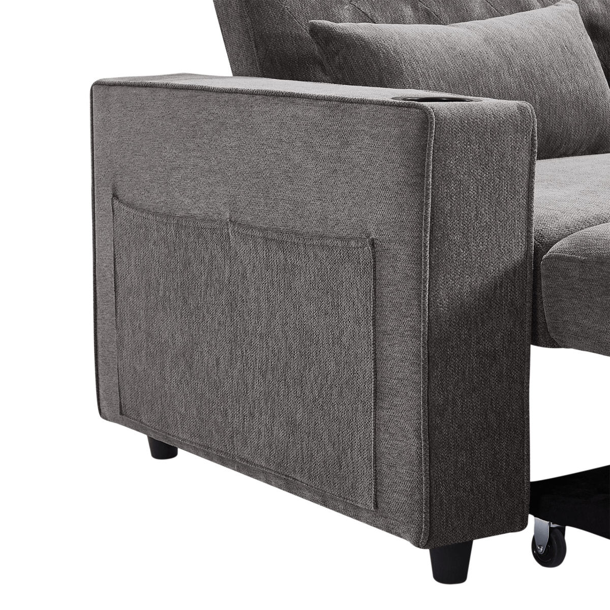 61" Grey Pull - Out Loveseat Sofa Bed - 