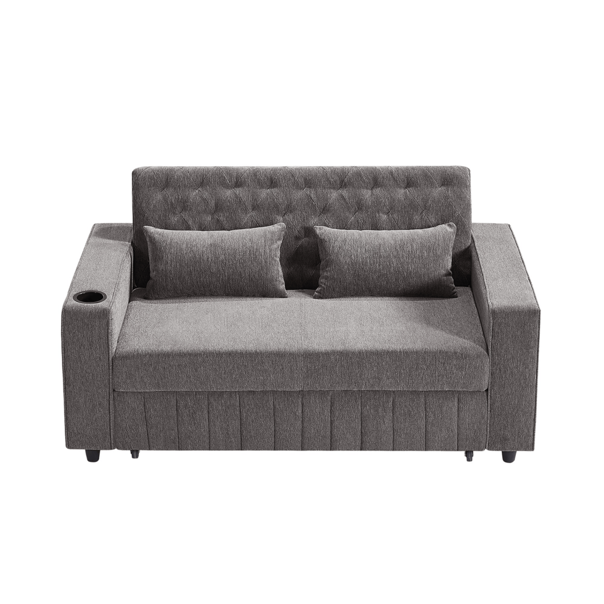 61" Grey Pull - Out Loveseat Sofa Bed - 