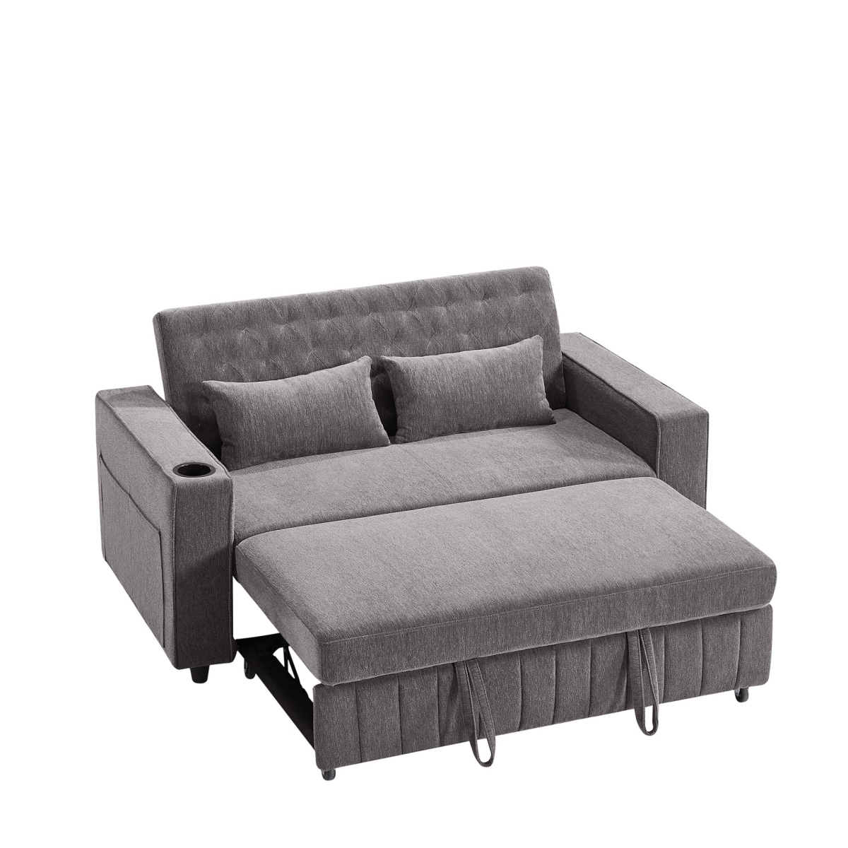 61" Grey Pull - Out Loveseat Sofa Bed - 