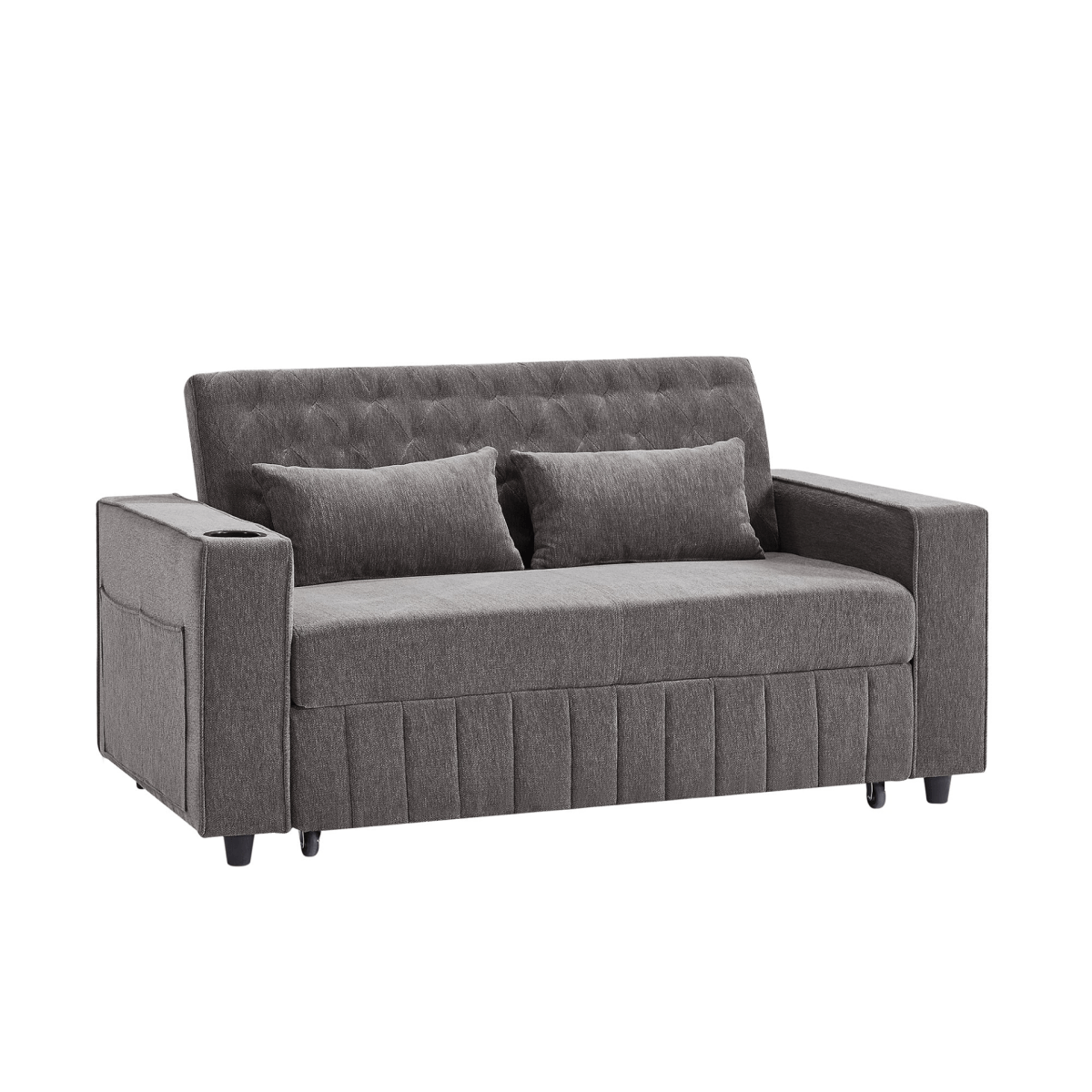 61" Grey Pull - Out Loveseat Sofa Bed - 