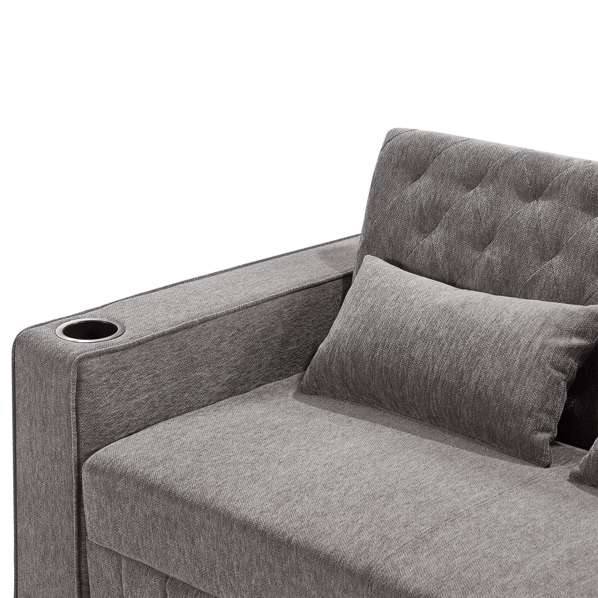 61" Grey Pull - Out Loveseat Sofa Bed - 