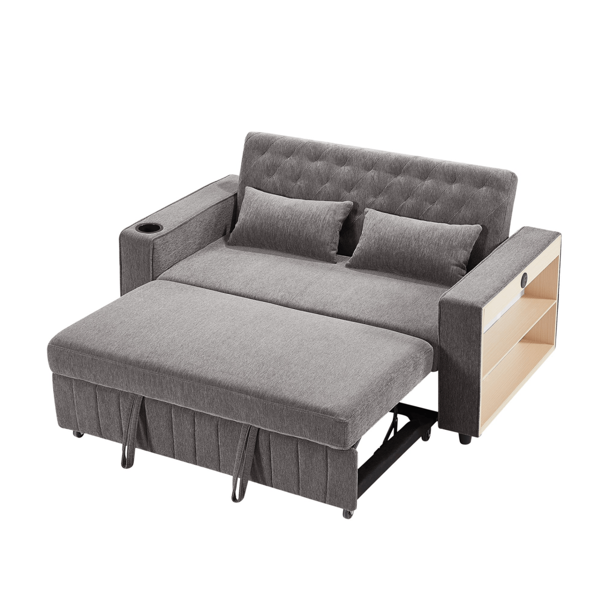61" Grey Pull - Out Loveseat Sofa Bed - 