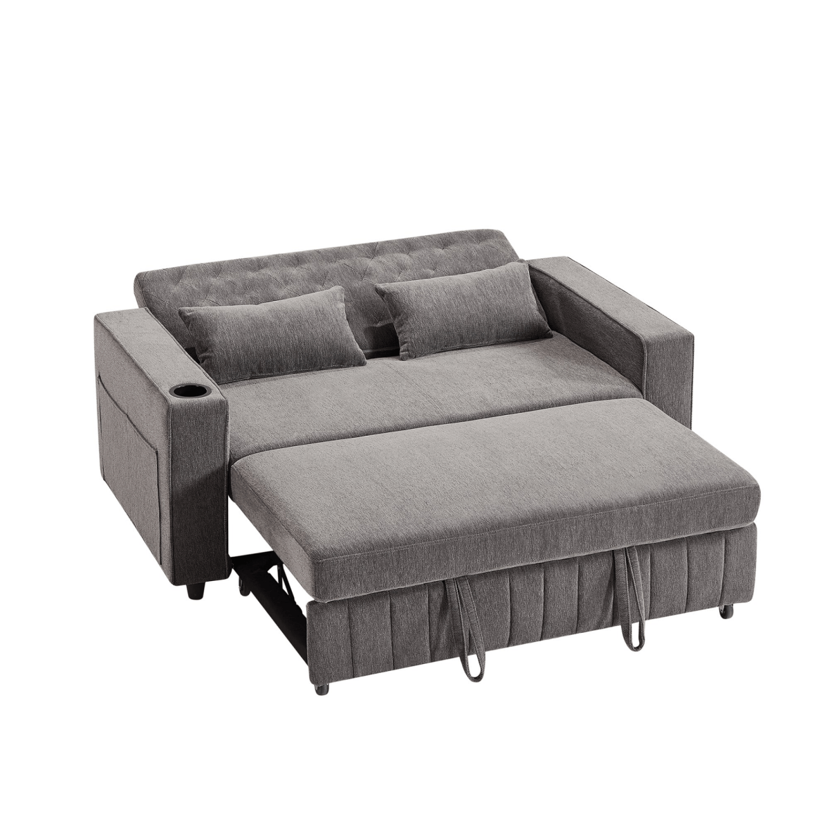 61" Grey Pull - Out Loveseat Sofa Bed - 