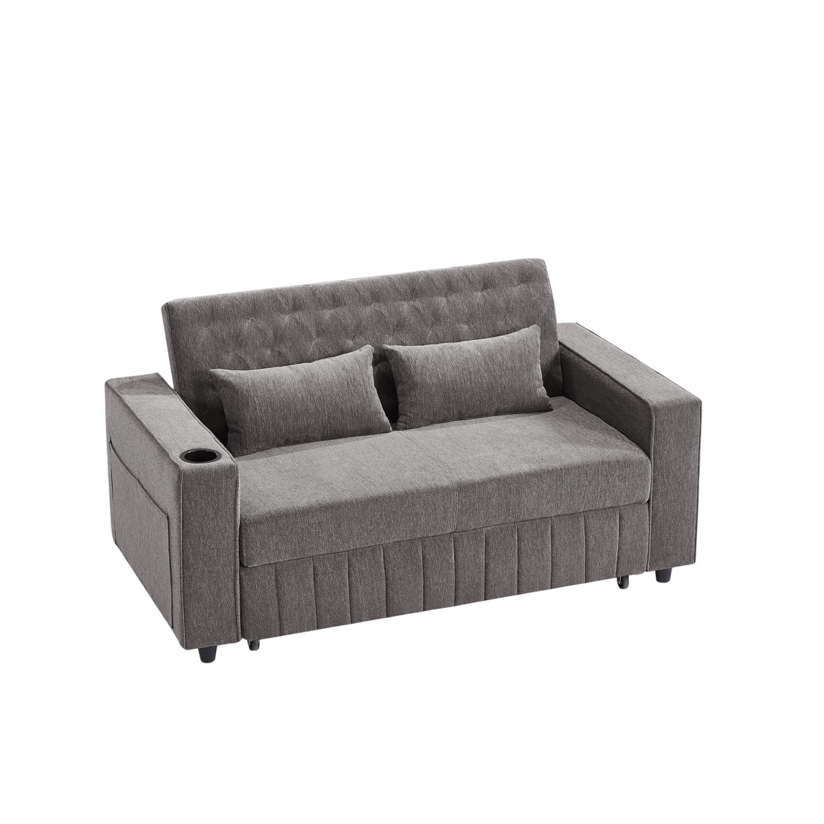 61" Grey Pull - Out Loveseat Sofa Bed - 