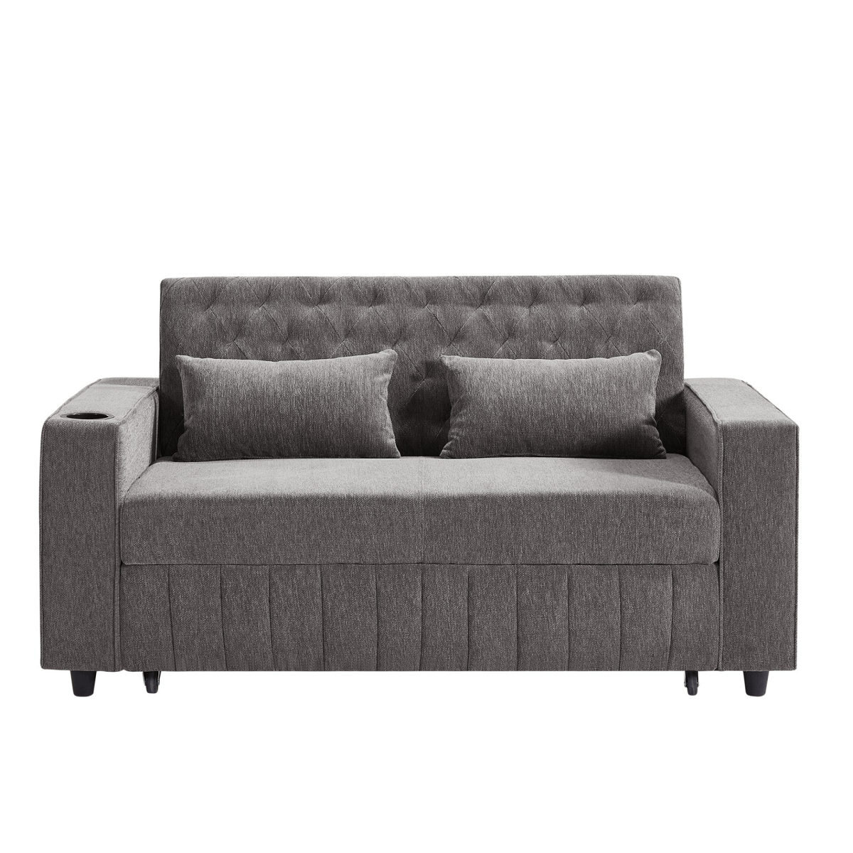 61" Grey Pull - Out Loveseat Sofa Bed - 
