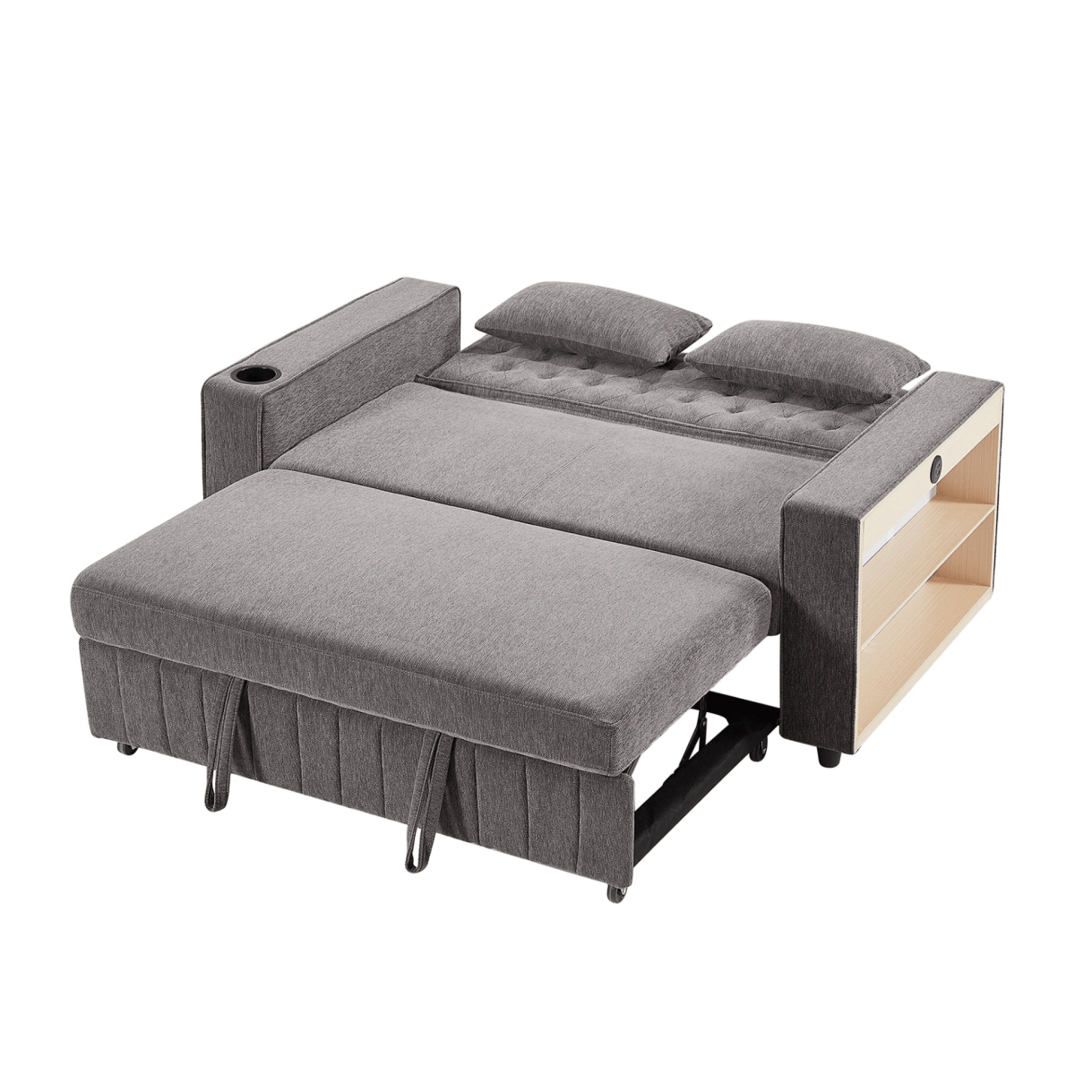 61" Grey Pull - Out Loveseat Sofa Bed - 