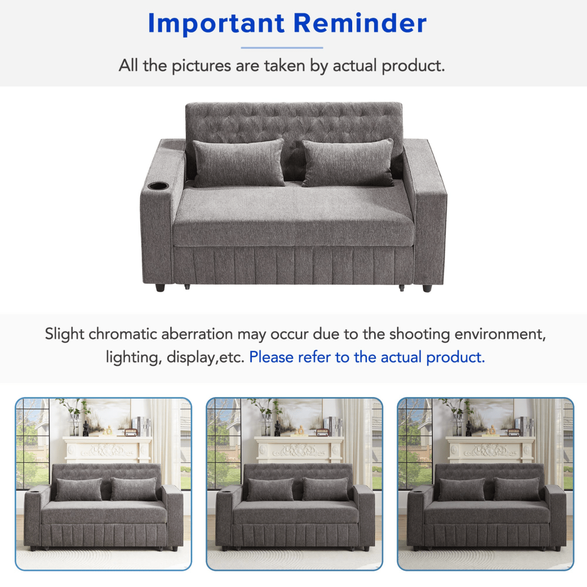 61" Grey Pull - Out Loveseat Sofa Bed - 
