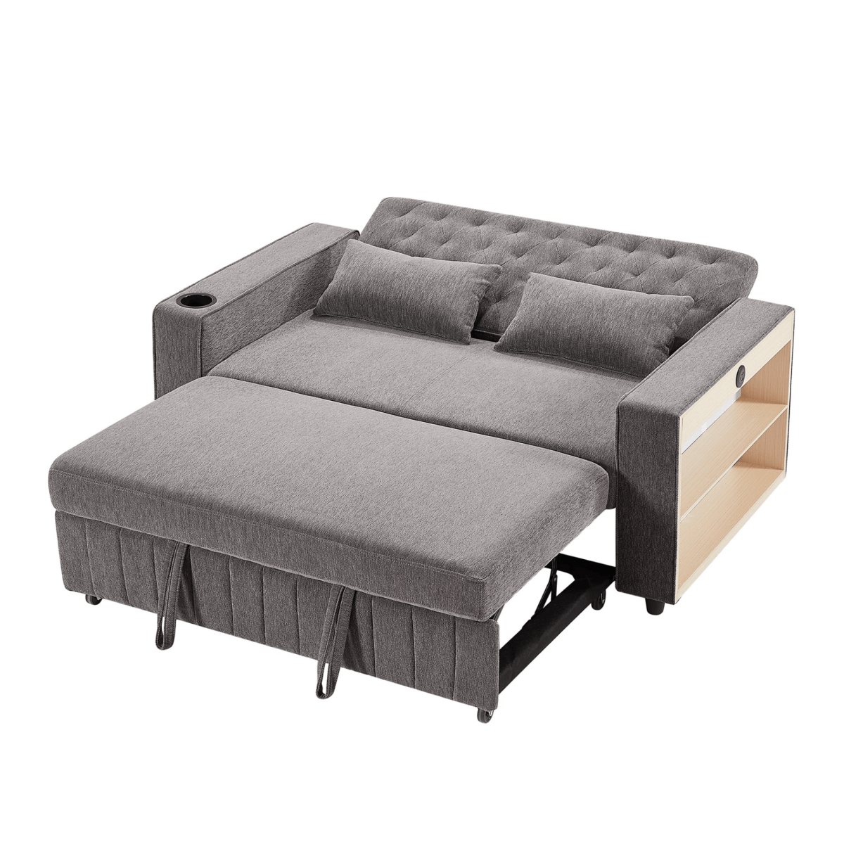 61" Grey Pull - Out Loveseat Sofa Bed - 