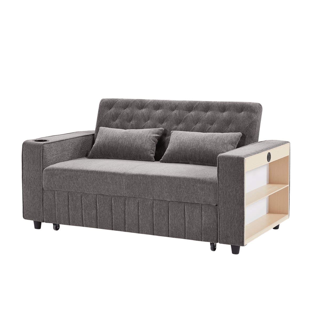 61" Grey Pull - Out Loveseat Sofa Bed - 