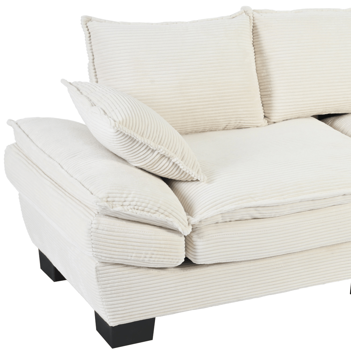85.4" Modern Curved Corduroy Sofa – Upholstered Back & Throw Pillows for Living Room or Bedroom - 
