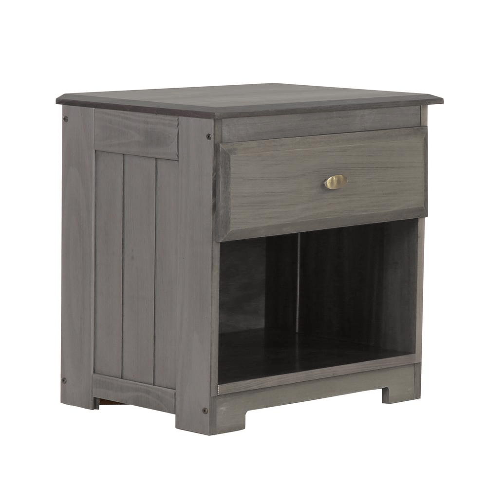 American Furniture Classics Solid Pine Night Stand with One Drawer - Charcoal Gray - 