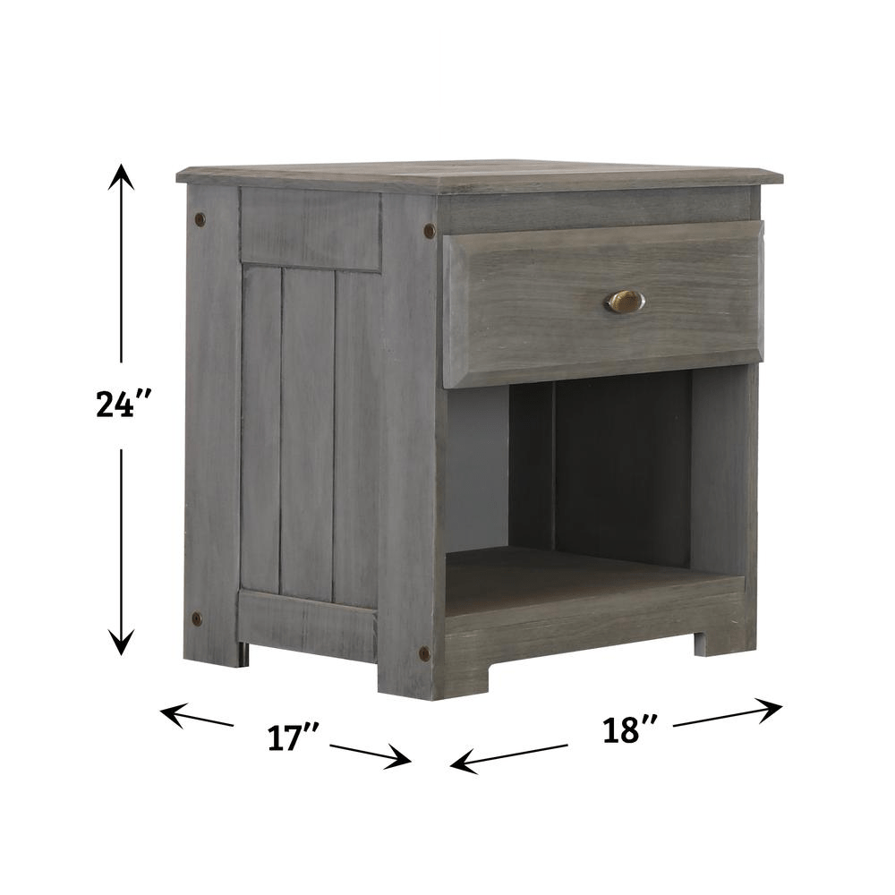 American Furniture Classics Solid Pine Night Stand with One Drawer - Charcoal Gray - 