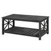 Antique Black Rectangular Coffee Table with Open Shelf - Coffee Table