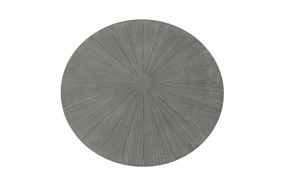 Antique Gray Round Coffee Table with Open Shelf - Coffee Table
