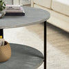 Antique Gray Round Coffee Table with Open Shelf - Coffee Table