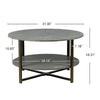 Antique Gray Round Coffee Table with Open Shelf - Coffee Table