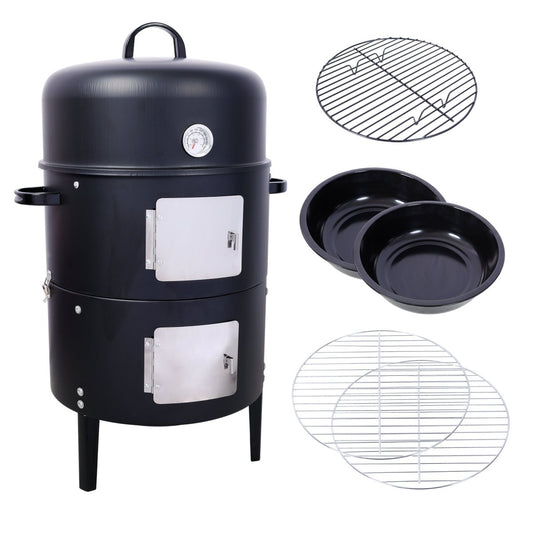 Charcoal Smoker Grill with Thermometer and Dual Cooking Grids – 453 Sq. In. - Smoker Grill