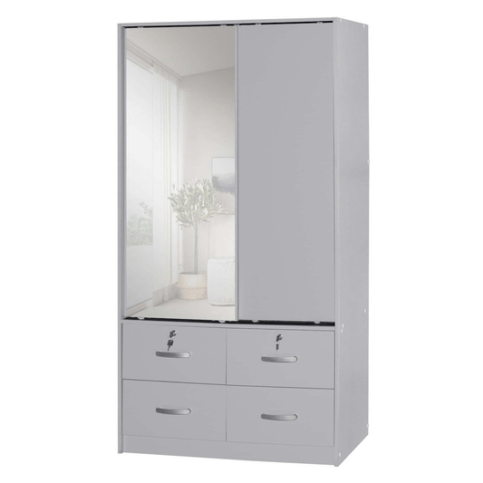 Contemporary Double Sliding Door Wardrobe with Mirror - Stylish & Functional Storage Solution - AnelityBG3680032 - 36154191724994157983