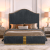 Corduroy Upholstered Bed Frame Queen Size - Elegant and Sturdy | No Box Spring Needed - AnelityW1413S00044 - 36101610