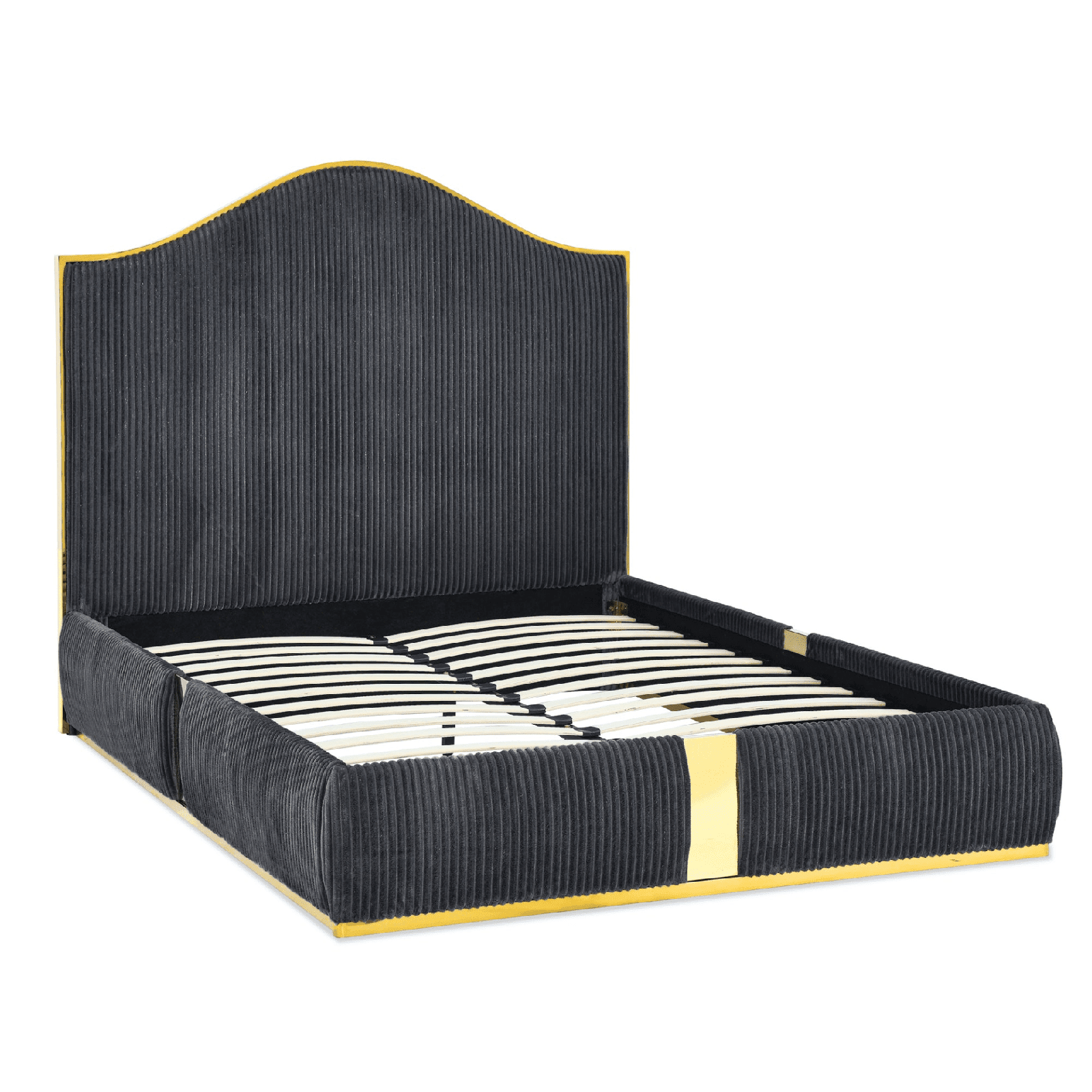 Corduroy Upholstered Bed Frame Queen Size - Elegant and Sturdy | No Box Spring Needed - AnelityW1413S00044 - 36101610
