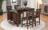 Counter Height 5 - piece Dining Table Set with Faux Marble Tabletop, Solid Wood Table Set with Storage Cabinet and Drawer, Dark walnut - AnelitySP000025AAD - 36079493