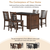 Counter Height 5 - piece Dining Table Set with Faux Marble Tabletop, Solid Wood Table Set with Storage Cabinet and Drawer, Dark walnut - AnelitySP000025AAD - 36079493
