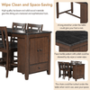 Counter Height 5 - piece Dining Table Set with Faux Marble Tabletop, Solid Wood Table Set with Storage Cabinet and Drawer, Dark walnut - AnelitySP000025AAD - 36079493