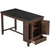 Counter Height 5 - piece Dining Table Set with Faux Marble Tabletop, Solid Wood Table Set with Storage Cabinet and Drawer, Dark walnut - AnelitySP000025AAD - 36079493