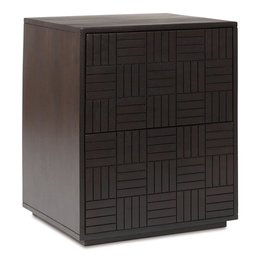 Denman Nightstand Dark Brown - Handcrafted Solid Mango Wood Side Table - 