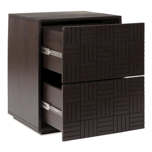 Denman Nightstand Dark Brown - Handcrafted Solid Mango Wood Side Table - 